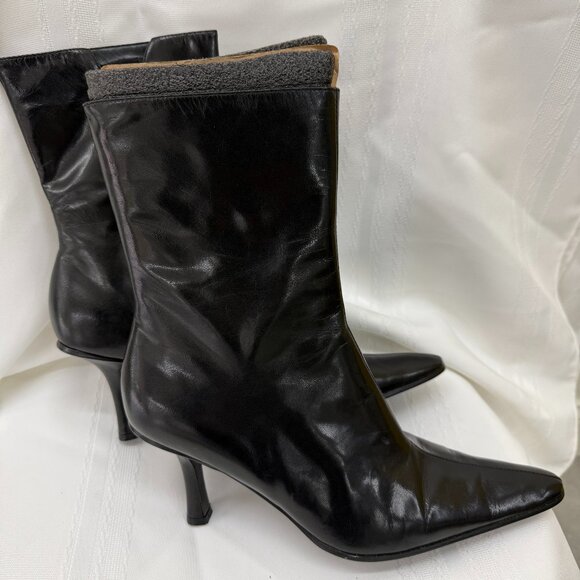 Nine West Black Leather Boots size 10 - Picture 1 of 11